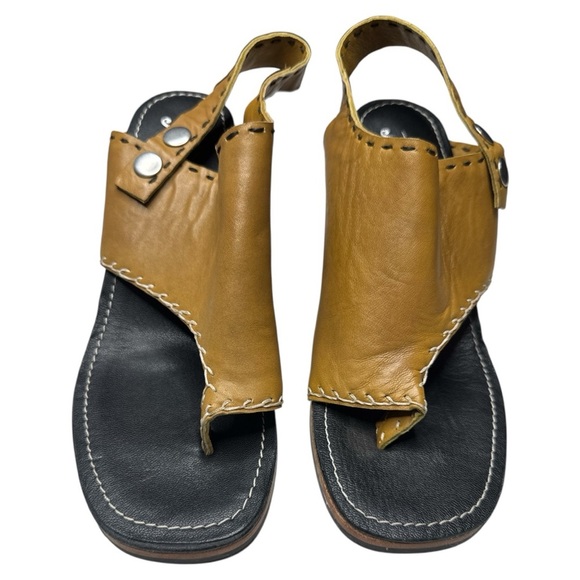 Free People Marlowe Sling Back Block Heels In Tan Leather Shoes Size: US 10 - Picture 11 of 13